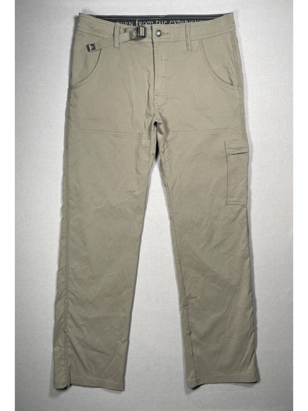 Prana Outdoor Zion Stretch Roll Up Snap Moss Green Cargo Pants -Men Size 32 X 32